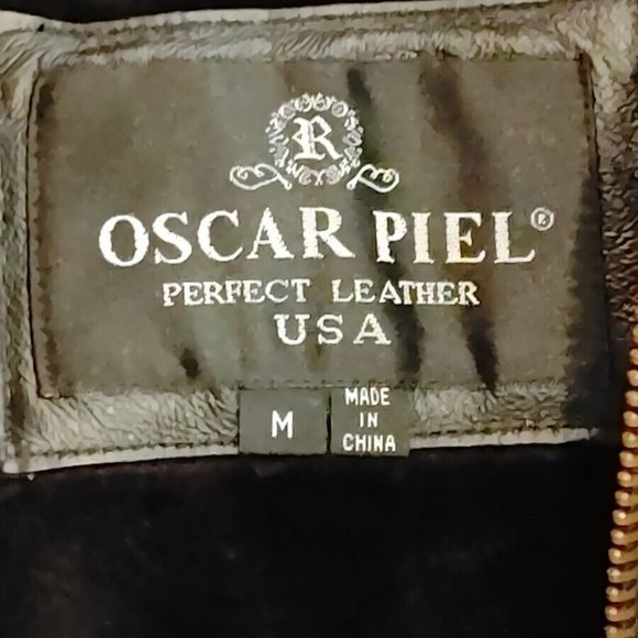 Oscar Piel Men's Black Perfect Leather Insulated Winter Coat Jacket USA - MED - Picture 3 of 9